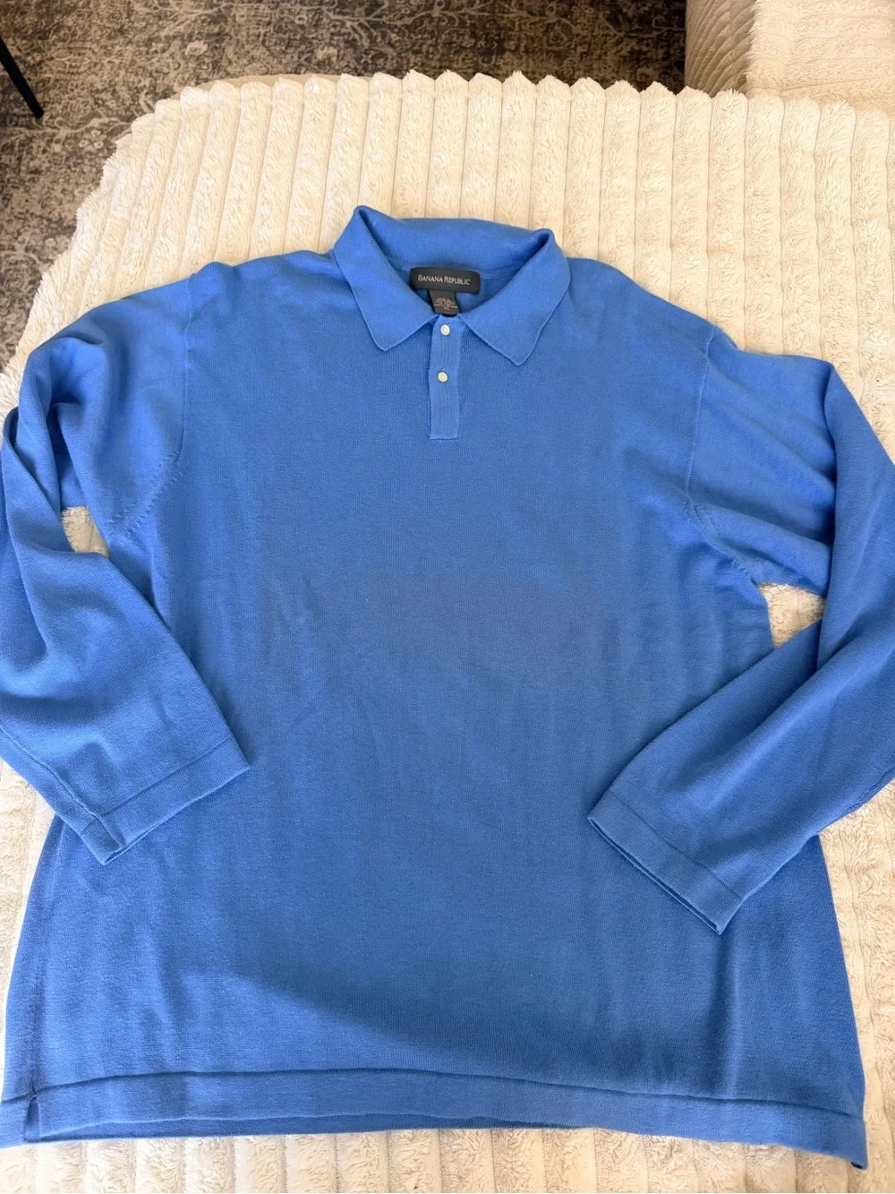 Banana Republic Men's Long-Sleeve Polo in Sky Blue